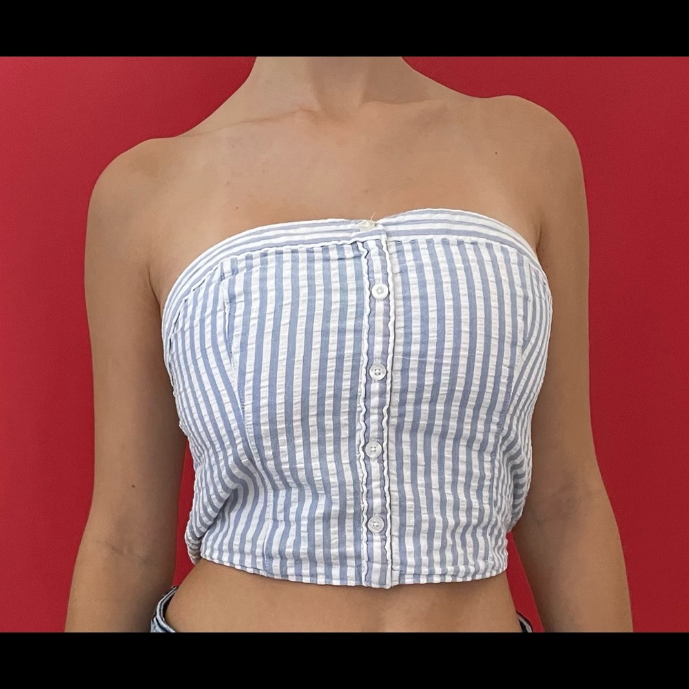 Hollister Blue & White Striped Tube Top
